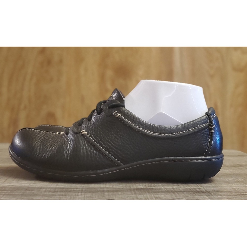 Clarks Bendables Leather Lace Up Shoes Women's Size 6.5 Black - Picture 4 of 12